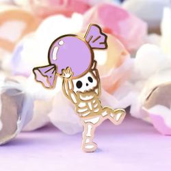 Cute Candy Giving Skeleton Pin 