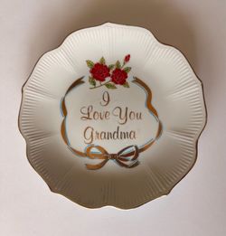 Vintage I Love You Grandma 6.5" Decorative Plate Made in Japan Scalloped Gold Rim