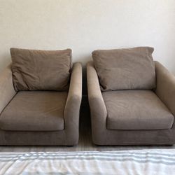 Two Light Brown Arm Chairs