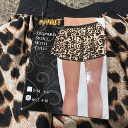 NEW Leopard Mini Skirt With Tulle  Adult Women’s  Size Medium/Large 8–10  two available $12 each or both for $20 Halloween 