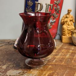 Beautiful red polish hurricane vase- Ruby Red Glass