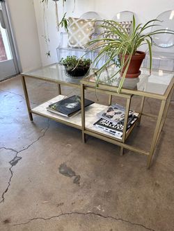Gold and glass nesting tables for sale
