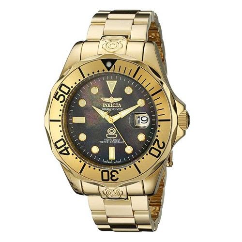 Watch Invicta Men’s Pro Diver Black Mother Of Pearl Dial Gold Tone Bracelet Reloj 13940