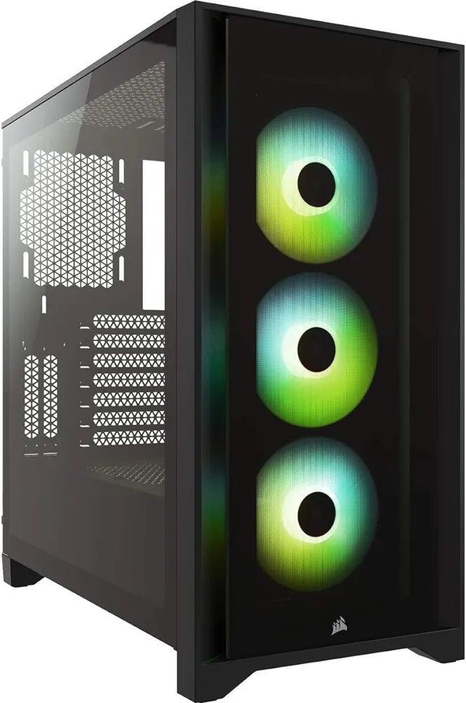 CORSAIR iCUE 4000X RGB Tempered Glass Mid-Tower ATX PC Case - 3X SP120 RGB Elite Fans - iCUE Lighting Node CORE Controller - High Airflow - Black