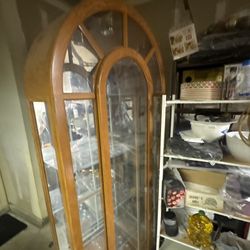 Vintage Style Curio Cabinet with Glass Shelves