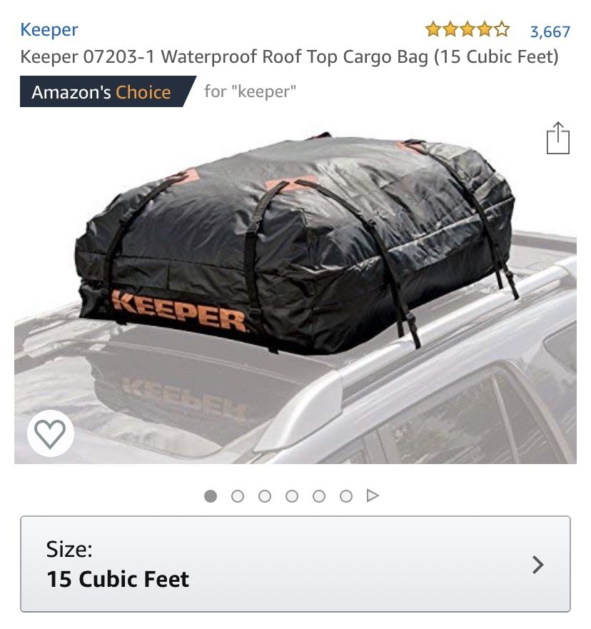 Rooftop cargo bag for cars
