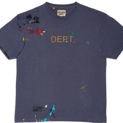 Gallery Department Dept. Logo Hand Painted T-Shirt Navy Size Large