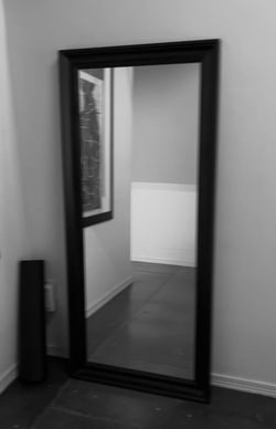 Large Floor Mirror with Black Frame