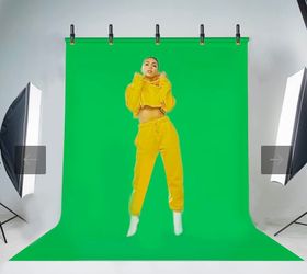 Green Screen Backdrop with Stand kit,YELANGU 6.5X5ft Portable Photographic Studio Photo Background for Streaming, ID Photos, Video conferences and int