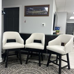 Upholstered Swivel Bar Stools - 3pc Set