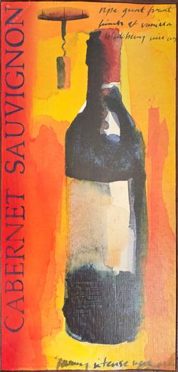 Wood Framed Wine Decor Painting