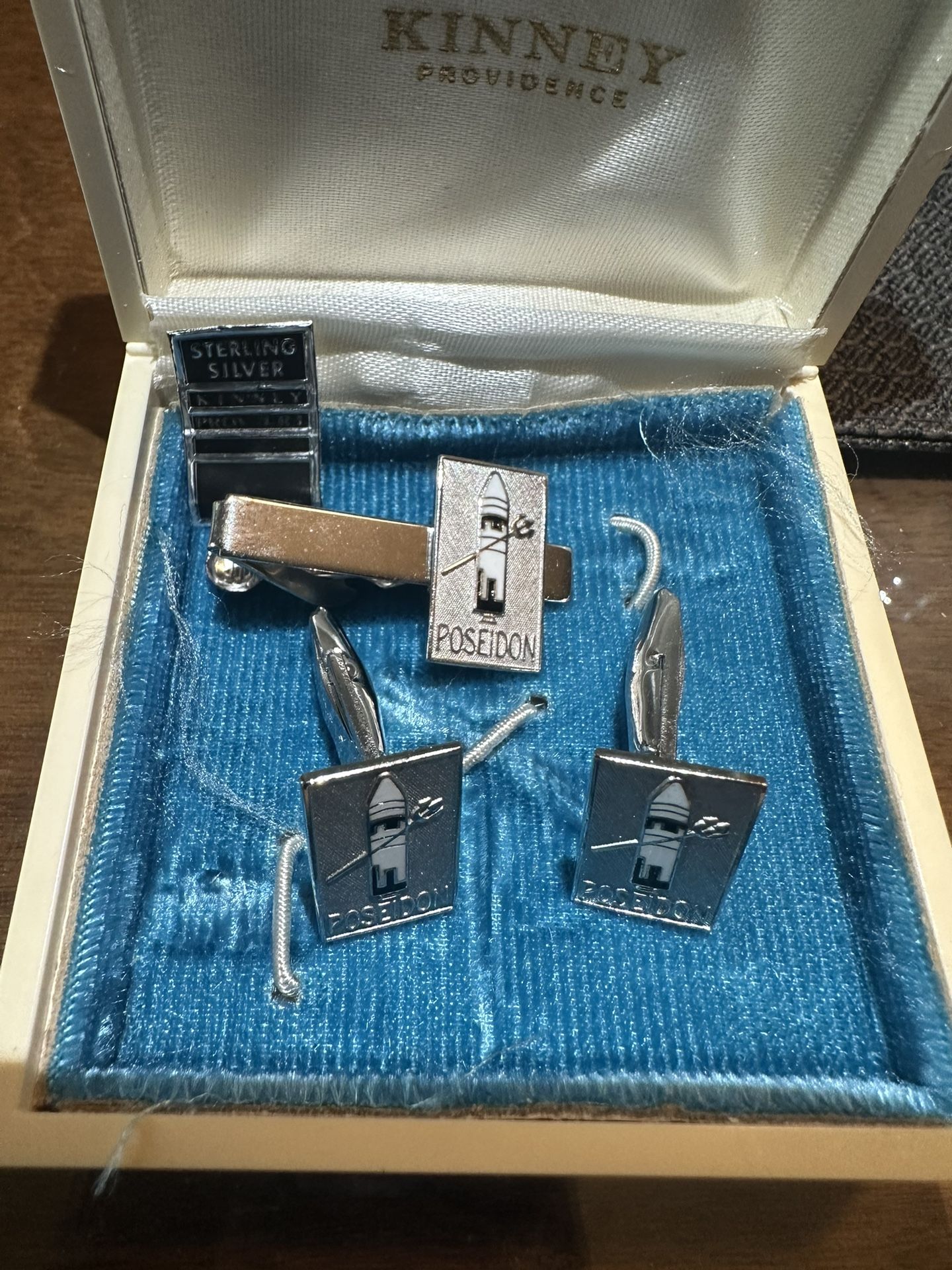 Sterling Silver Poseidon Cuff Links And Tie Tack