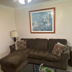 Suede brown L-shaped Couch