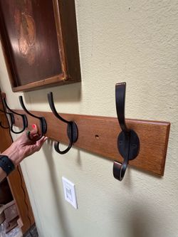 Modern Farmhouse 5-Hook Wall Coat Rack – Wood & Matte Black Metal