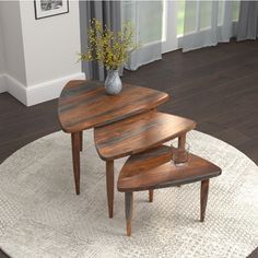 Set Of 3 Coffee Tables Modern Wood Nesting TablesDWR CB2 West Elm
