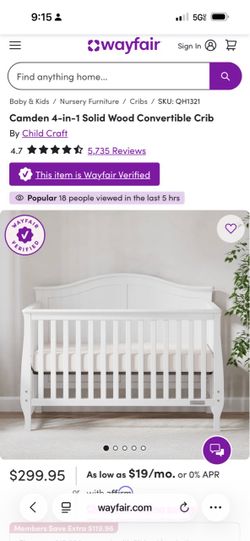 Solid wood convertible crib