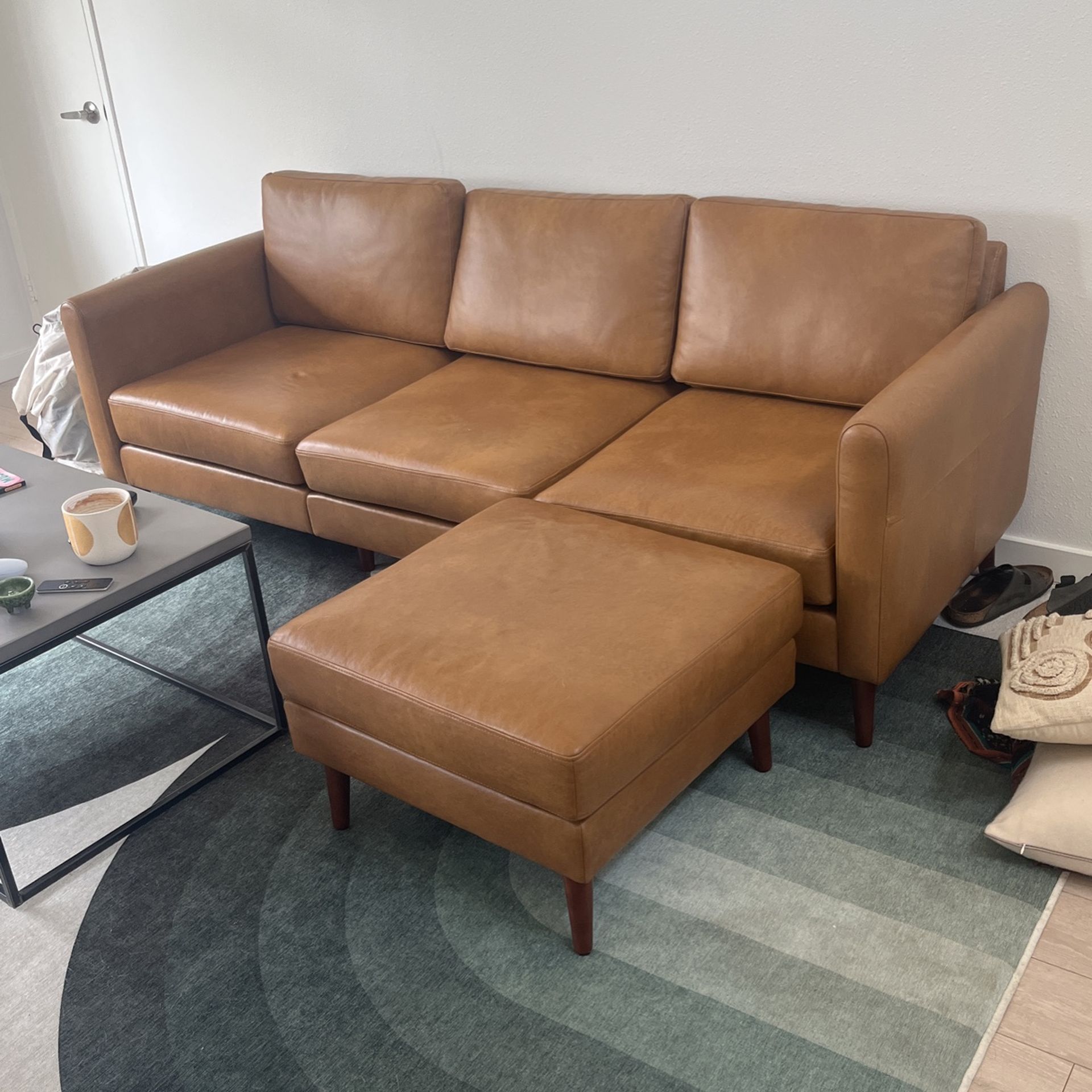Burrow nomad 2024 leather sofa