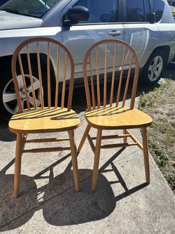 Pair Of Solid Wood Kitchen Chairs