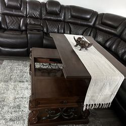 Leather Sectional  And Table Set