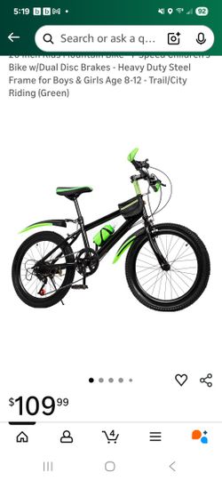 20 Inch Kids Mountain Bike - 7-Speed Children's Bike w/Dual Disc Brakes