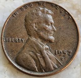 1957 D mint USA .01 cent coin 