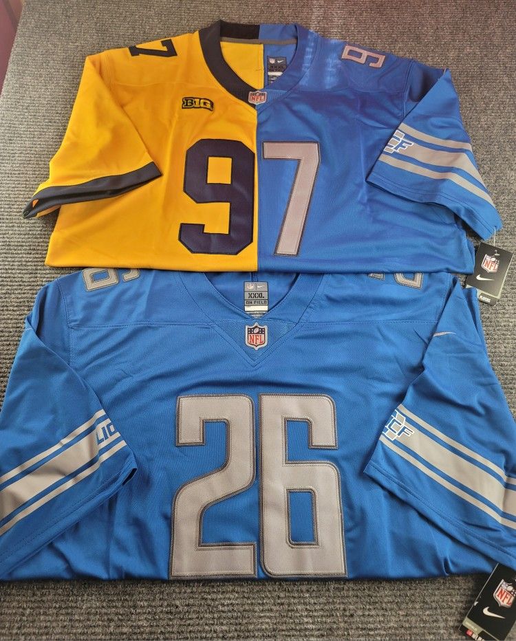 Detroit Lions Jahmyr Gibbs Michigan Wolverines Aiden Hutchinson Mens 3XL Jerseys