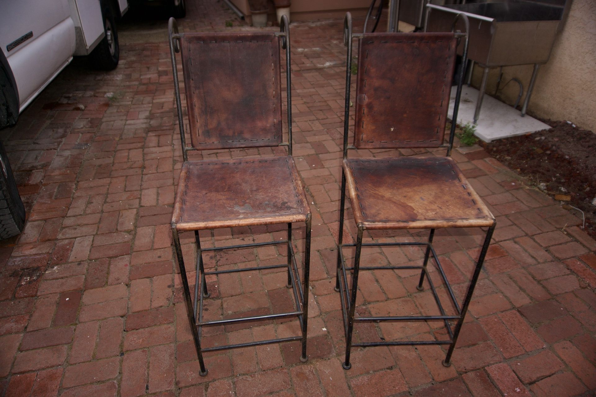 Cast Iron Leather Chairs