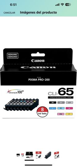 CLI-65 Paquete de ocho colores y CLI-65 BK AMR