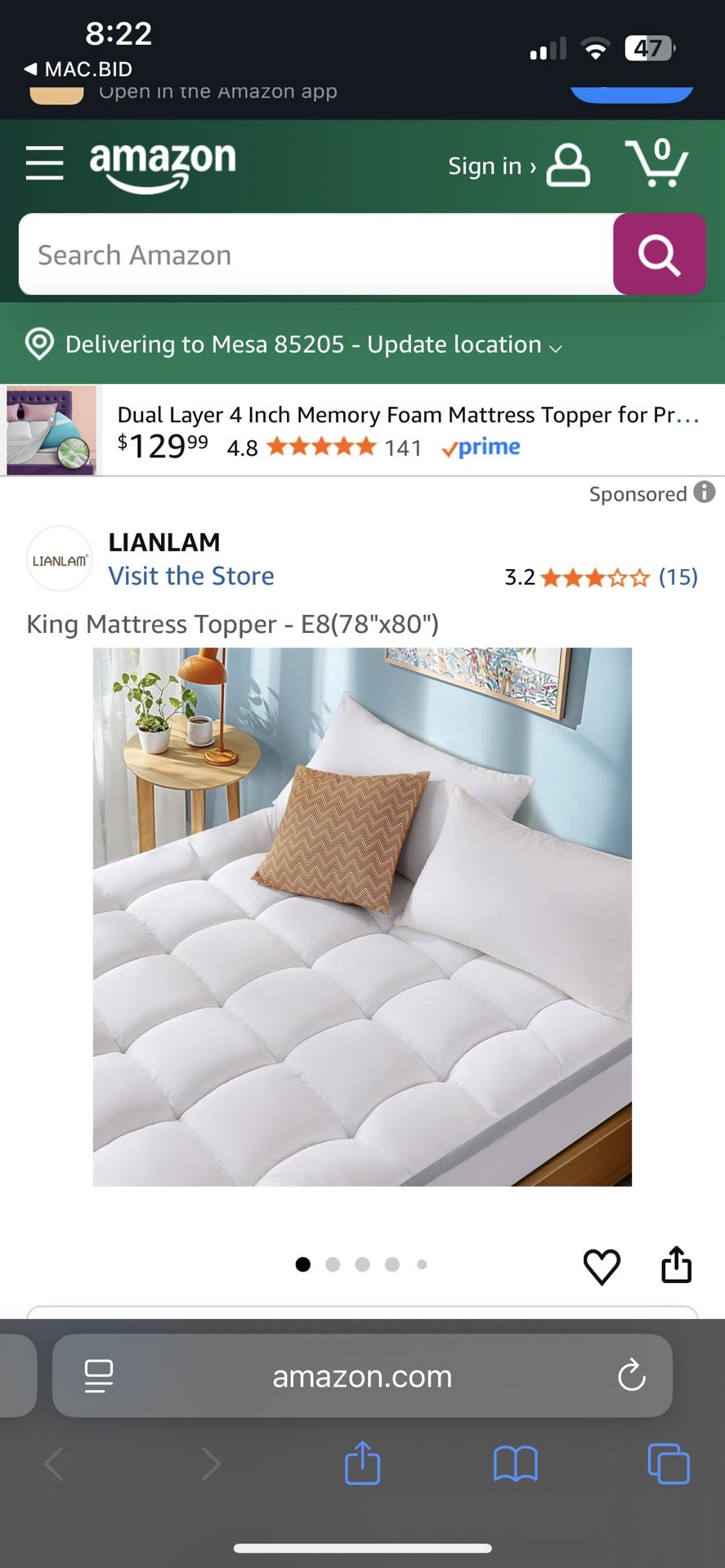 LIANLAM King Size Mattress Topper