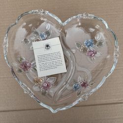 Studio Nova Tender Hearts SA 363/345 Divided Serving Dish Platter Clear 10 3/4”