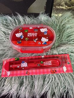 Sanrio Hello Kitty Bento Box 650mL and Miniso flatware set