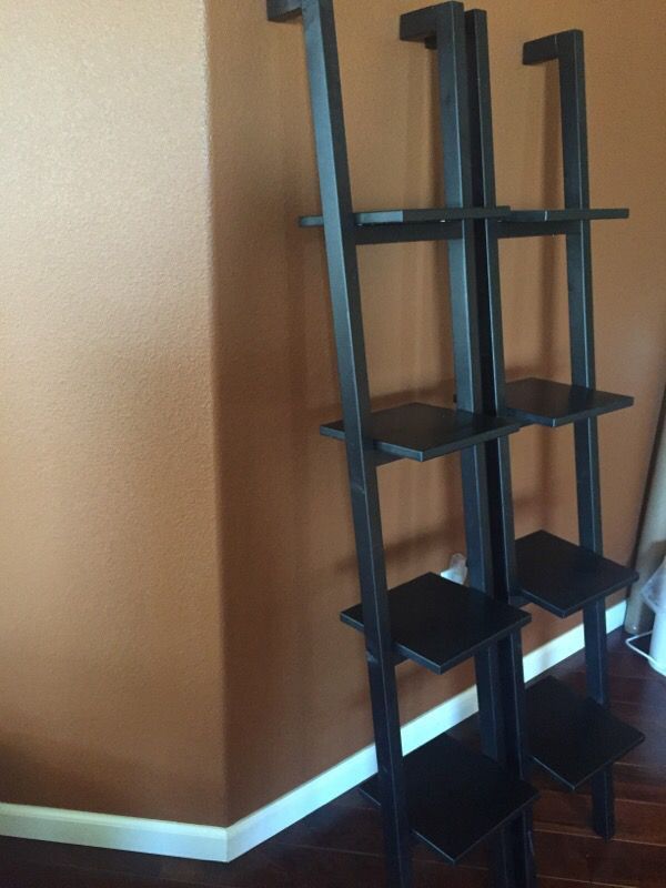 PAIR of black Rexbo Ladder Shelves by IKEA, discontinued style. LIKE NEW