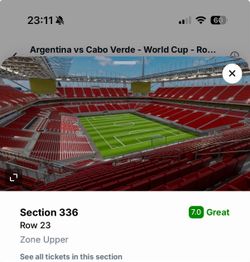 2 Argentina vs Cabo Verde World Cup Tickets -3200$