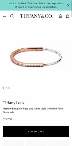Tiffany &  co Lock bracelet Narrow Bangle in Rose and White Gold with Half Pavér