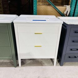 30 in. Single Sink Solid Wood White Bath Vanity with White Top $499 