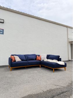 Macy’s Jollene 113” Sectional Sofa – Midnight Blue – Can Deliver