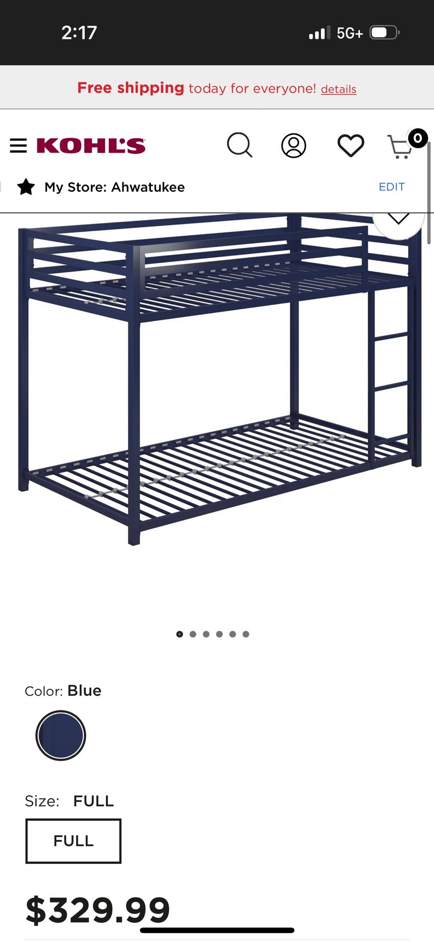Atwater Bunk Bed Blue / Swing Down Regalo Bed Rail