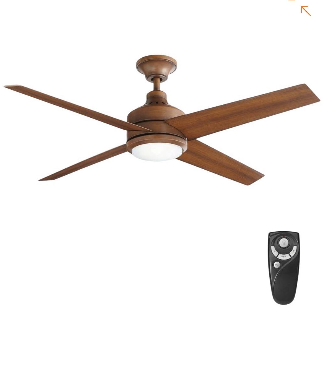Home Decorators Collection Mercer 52 in. LED Indoor Distressed Koa Ceiling Fan with Light Kit and Remote Control