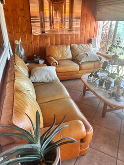 Leather sofa set