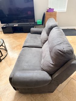 Gray Microfiber Sectional Sofa + Couch