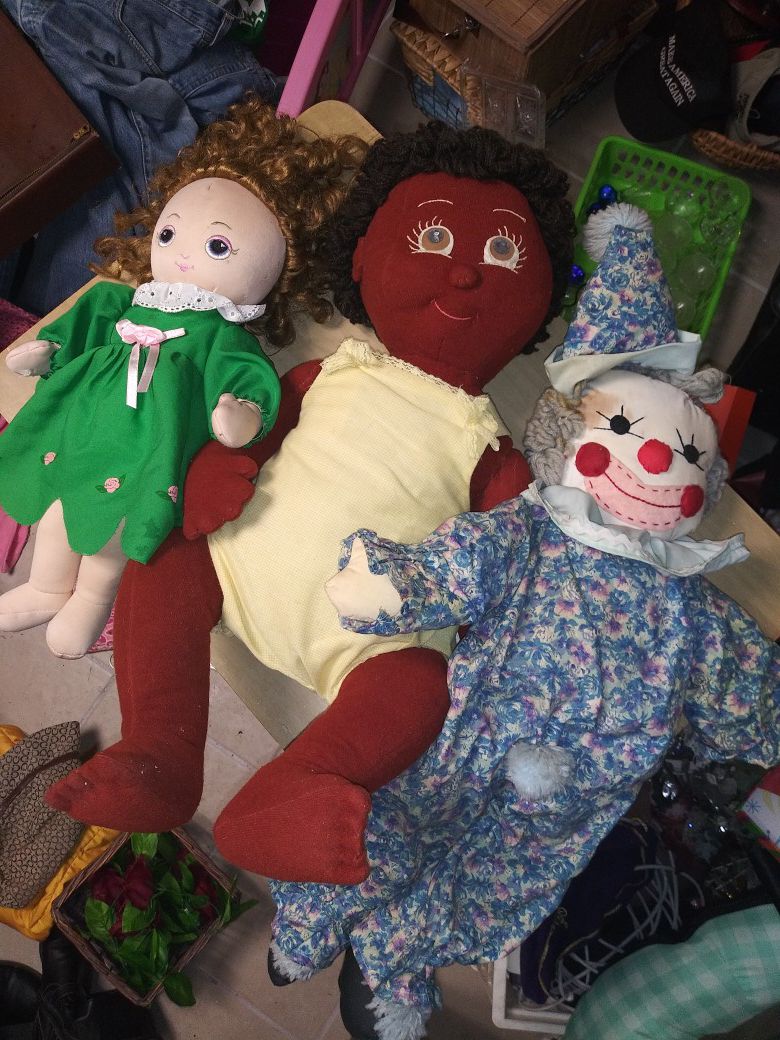 3 vintage handmade baby cloth dolls baby dolls