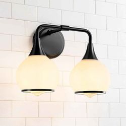 Black Bathroom Light Fixtures farmhouse Vanity Lights Milky White Frosted Glass Shade mid century