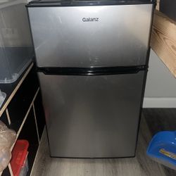 Galanz 3.1 Cu ft Two Door Mini Fridge with Freezer, Stainless,