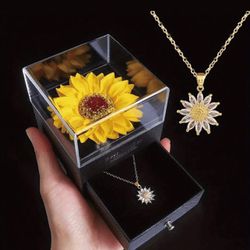 1set Artificial Sunflower Gift Box, Spring/Summer Sunflower Gift Box And Necklace Gift Box