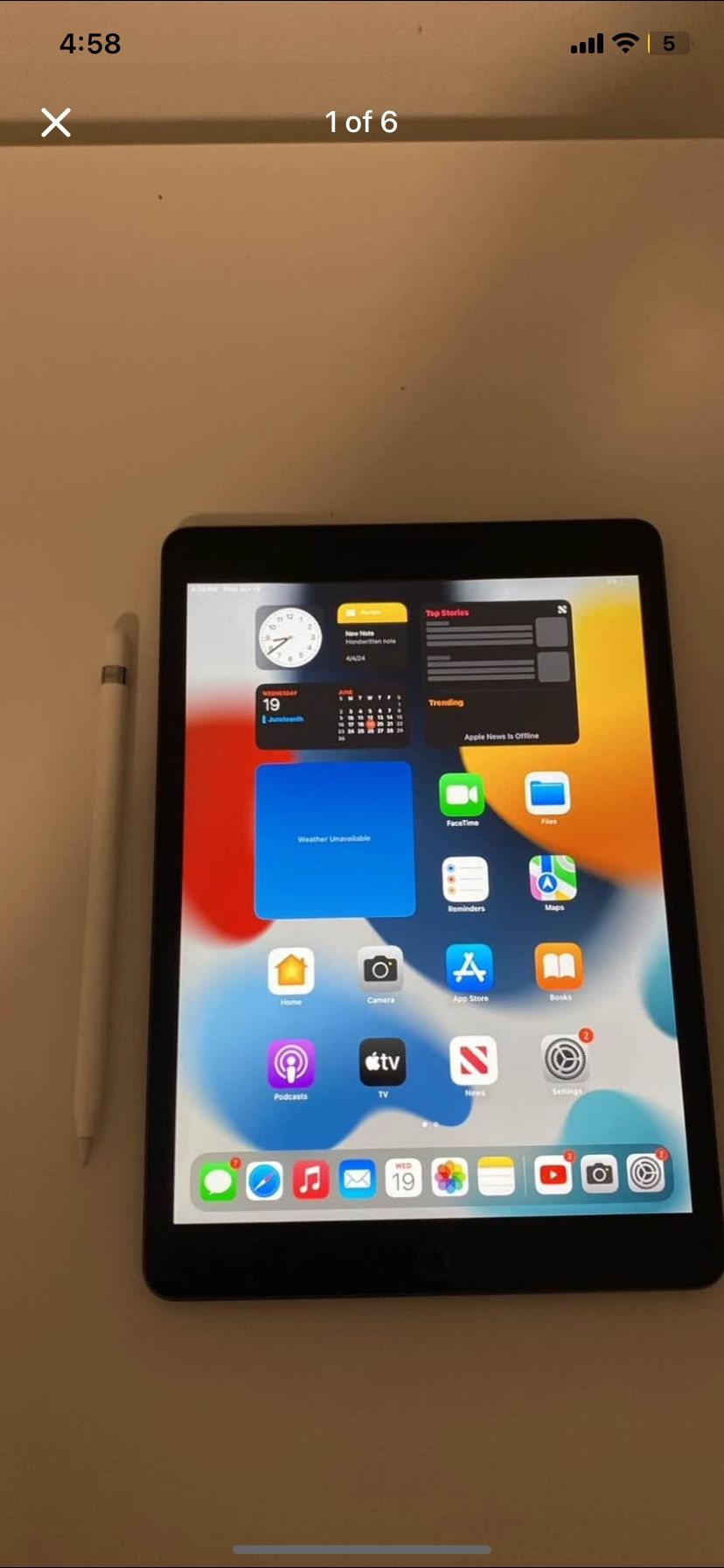iPad 9th Gen (64GB) with Apple Pencil and Charger - Very Good Condition