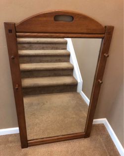 Wall Mirror with Peg Hangers Arched Top
