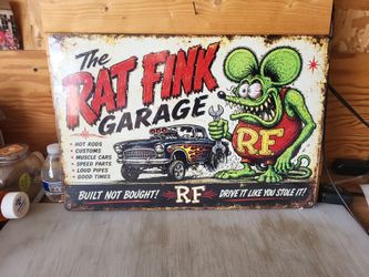 Rat Fink Garage Metal  Sign 12"x16"