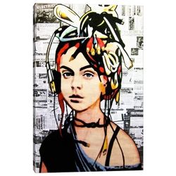 🎧 Girl with Cable Dreads – Large Modern Pop Art Canvas 