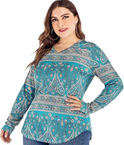 New! 3XL women floral long sleeve shirt