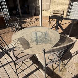 Round Glass Top Patio Table Set